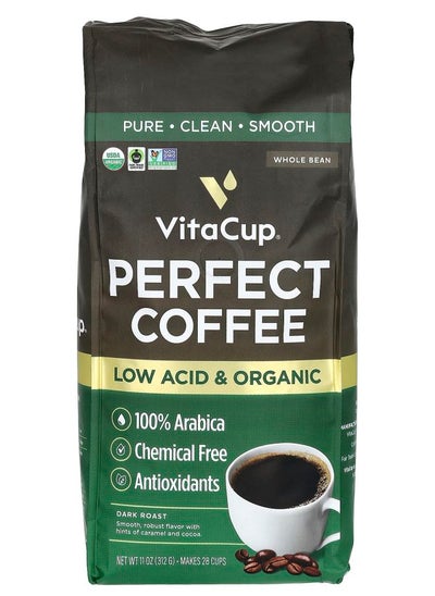 اشتري Perfect Coffee Low Acid & Organic Whole Bean Dark Roast 11 oz (312 g) في الامارات