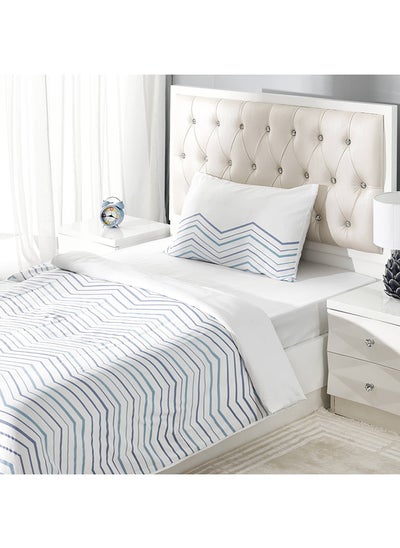 Buy Valley Single-Sized Duvet Cover Set, Blue & White - 135x200 cm in UAE