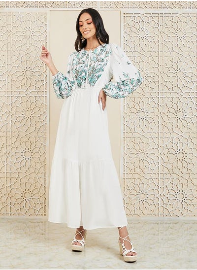 Buy Floral Print Tiered Maxi Dress in Saudi Arabia