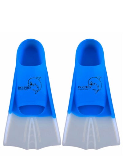 Buy Silicone Swim Training Short Fins, Blue/White, Size XS (30-32) in Egypt