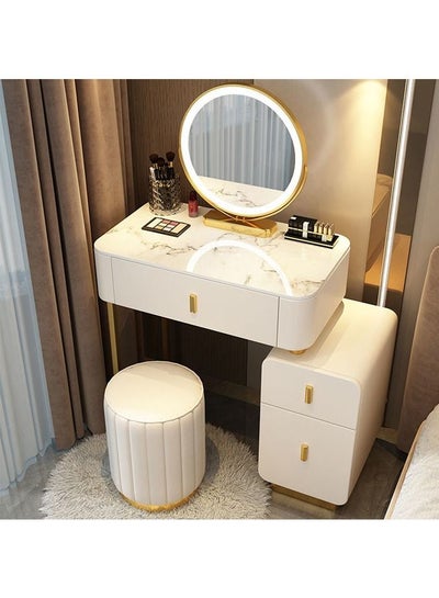Buy Makeup Vanity Table Dressing Table Flip Mirror With Drawers And Chair 70 CM in UAE