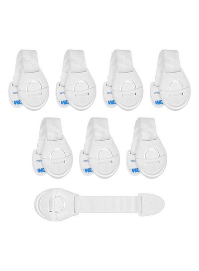 Buy Plastic Baby Safety Drawer Locks 20 Cm X 5 Cm X 1 Cm Gen 2 Pack Of 8 White in UAE