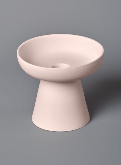 Buy Medium Porcini Pillar and Taper Soft Pink Matte Ceramic Candle Holder in UAE