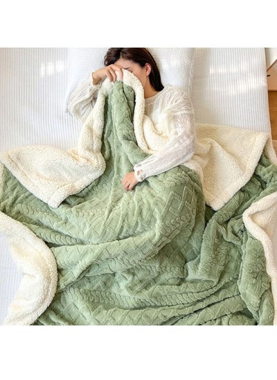 اشتري Home Thick Bed Blanket Double-sided Lamb Cashmere Fleece Plaid Blanket Winter Warm Throw Sofa Cover Newborn Wrap Baby Bedspread في الامارات