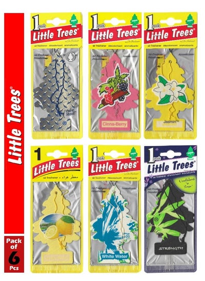 اشتري Hanging Paper Card Air Freshener (Pack Of 6Pcs) Pure Steel- Cinna Berry- Jasmin- Lemon Grove- White Water- Strength في الامارات