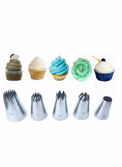 Buy Large Cake Decorating Tools, 5 Pack Cake Piping Nozzles Tips Kit - DIY Icing Nozzle Tool for Cupcakes in Saudi Arabia