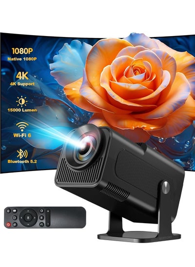 اشتري Mini Projector 4K Natvie 1080P Smart Projector Built-in Android TV 11.0 with Wifi and Bluetooth Auto Keystone Projector 10000 Lumens180 Degree Rotation Short Throw Projector في الامارات