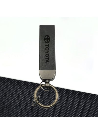 Buy Premium TOYOTA Key Ring With Leather Strap Keychain, Stylish Car Key Chain black in Saudi Arabia