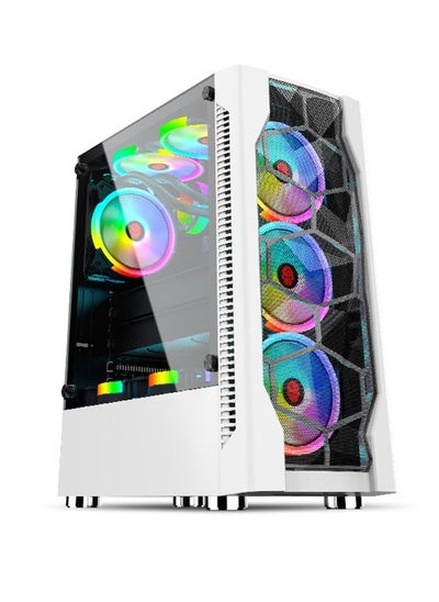 Buy Desktop Computer Case Side Transparent Water Cooling ATX Gaming Case White in UAE