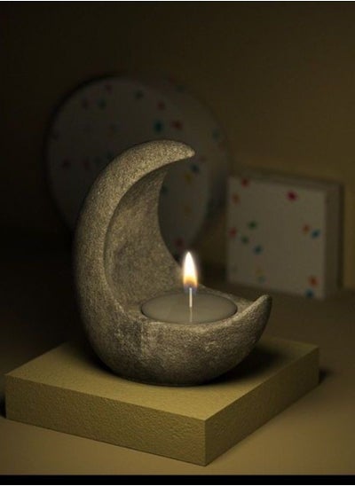 Buy Decorative candle holder in the shape of a crescent, hand-carved from concrete in Egypt