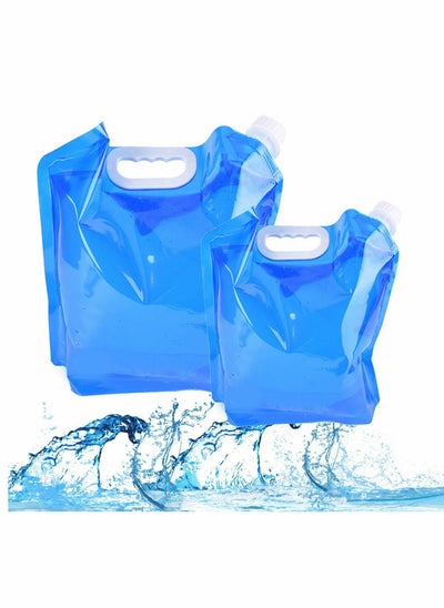 Buy Friusate Car Water Storage Bag 5L + 10L Folding Water Bag Portable and Foldable Outdoor Water Carrier Container for Camping Hiking Picnic BBQ Camping Hiking Picnic Foldable Blue in UAE