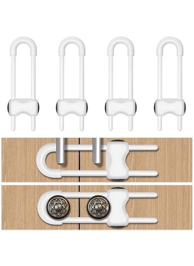 Buy 4 PACK Child Safety Latches, Sliding Child Safety Locks for Cabinets, Adjustable Drawer Locks Cabinet Locks, Baby Proofing Latches for Cabinets, Fridge Doors, Windows Knobs in UAE