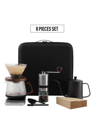 Buy 8-Piece V60 Coffee Maker Set, Hand Brewing Drip Coffee Set With Travel Bag in UAE