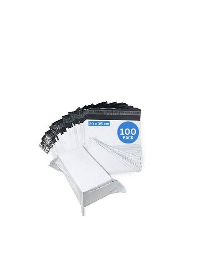 Buy White Poly Mailers Bag, 20 x 35 cm Adhesive Self-seal Shipping Bags, 100 Pack Envelopes for Packaging Delivery Posting Parcel Postals Clothes in UAE