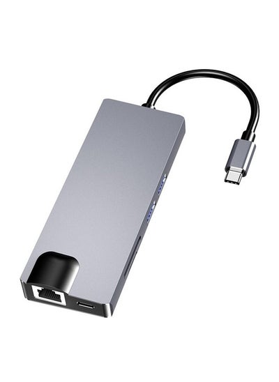 Buy 8 IN 1 USB C Hub (2 USB 3.0 SD & TF PD 1000Mbps cable VGA & HDMI) silver in UAE