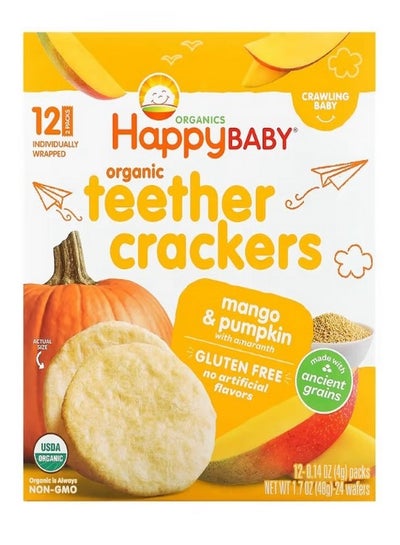 Buy Organic Teether Crackers Mango and Pumpkin with Amaranth 12 Packs 0.14 oz 4 g Each in UAE