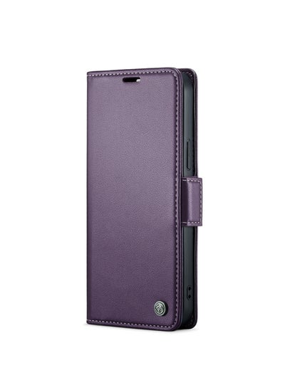 Buy Flip Wallet Case For iPhone 13 Pro Max [RFID Blocking] PU Leather Wallet Flip Folio Case with Card Holder Kickstand Shockproof Phone Cover (Purple) in Egypt