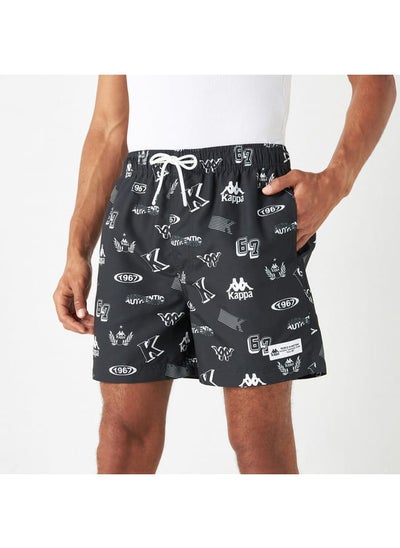 Buy Kappa All-Over Tropical Print Swim Shorts with Pockets and Drawstring Closure in Saudi Arabia