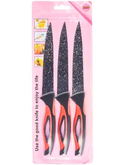 اشتري 3 قطع طقم سكاكين جرانيت -لون أحمر في مصر