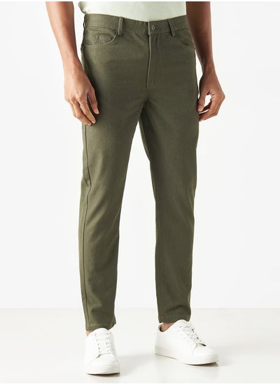 Buy Iconic Regular Fit Solid 5-Pocket Twill Chinos in Saudi Arabia