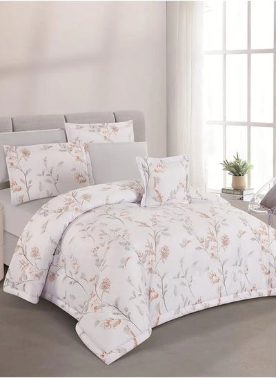 Buy Cloudy 7-Piece Summer Bedding Set - Double - White - Gray in Saudi Arabia