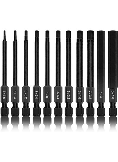 اشتري 01147A Hex Allen Power Bit Set, 11-Piece Sae Sizes 1/16" To 5/16" | Magnetic Hex Head Bits | 3" Quick Release Shanks | Premium S2 Steel | Compatible With Power Drills And Impact Drivers في الامارات