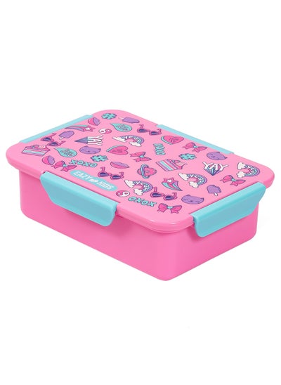 اشتري 1, 2, 3, 4 Compartment Convertible Bento Lunch Box Gen Z - Pink 850Ml في الامارات