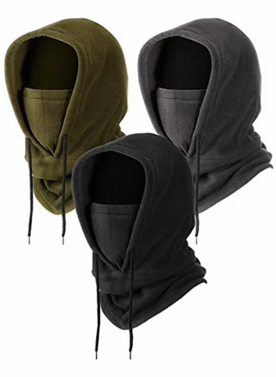 Buy Thermal Cap Mask 3 Pcs Mens Warm Fleece Hat In Winter Outdoor Riding Mask Skiing Sports Thickened Neck Wrap Winter Fleece Balaclava Ski Tactical Heavyweight in UAE