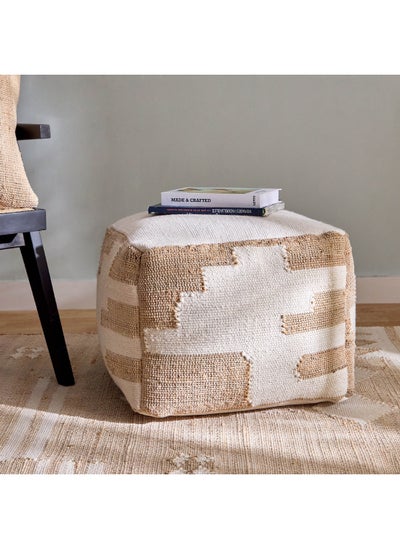 Buy Mosaic Jute Natural Pouf 45 x 35 x 45 cm in Saudi Arabia