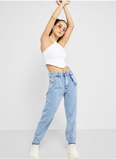 Buy High Waist Flap Pocket Jeans in UAE