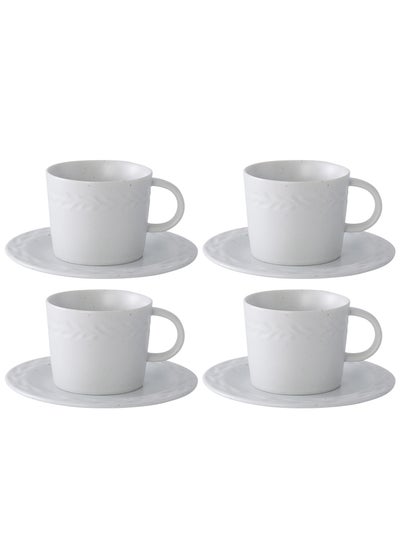 Buy Set of 4 200ml Porcelain Coffee Mug Set, Large Coffee Cups with Saucers Perfect for Coffee and Tea Lovers in UAE