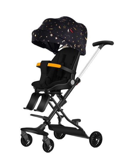 اشتري Lightweight Baby Stroller, Can Lie Flat and Swivel, Travel essential, Can Fold The Stroller，Elegant Baby Stroller(Black Starry Sky) في الامارات