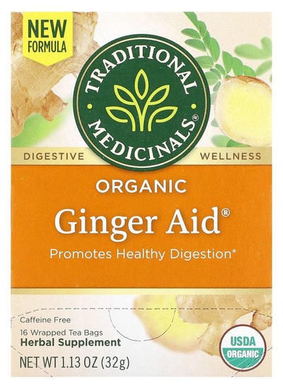 Buy Organic Ginger Aid Caffeine Free 16 Wrapped Tea Bags 1.13 oz (32 g) in UAE