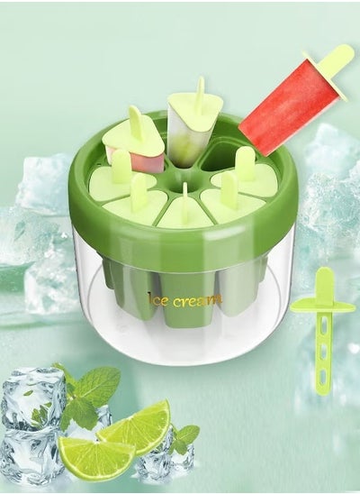 Buy 8PCS Ice Cream Molds Easy Release Popsicles Molds with Round Ice Holder Reusable BPA Free Popsicle Maker for Kids DIY Homemade Popsicles Ice Pop Molds Green in UAE