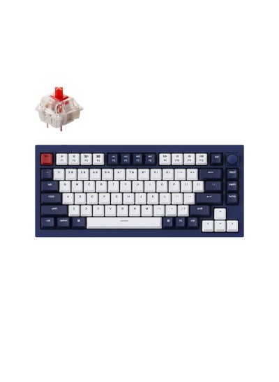 Buy Keychron Q1 QMK Gateron Phantom Mechanical Keyboard with Knob, RGB, Red Switch & Custom Hot-swappable | Ergonomic Design Gaming Keyboard - Navy Blue in UAE