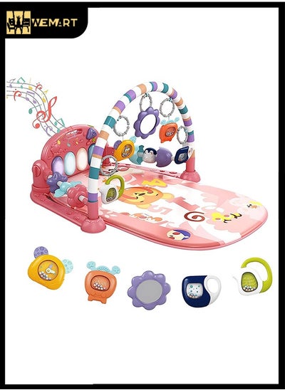 Buy Baby Play Mat Baby Gym,Funny Play Piano Baby Activity Mat with 5 Infant Sensory Baby Toys, Music and Lights Boy & Girl Gifts for Newborn Baby 0 to 3 6 9 12 Months (Pink) in Saudi Arabia