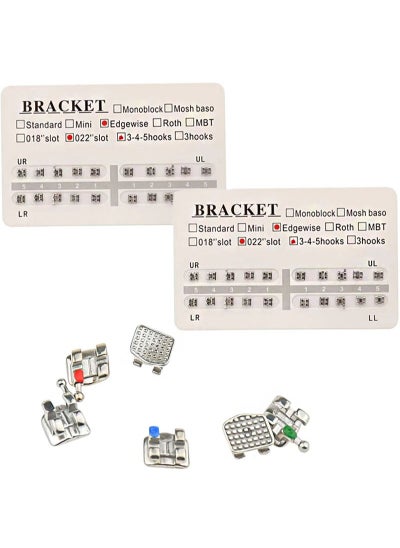 Buy 40-piece set of orthodontic bracket edges, metal brackets upper and lower ultra-thin, Mini Edgewise 022 Hook 345 in Saudi Arabia