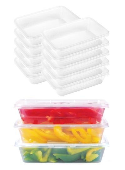 Buy Disposable Container 500 ml [10 PCS] with Lids for Food Microwave Plastic Freezer Soup Pint Deli Rectangular Containers Kitchen Containers Storage Box Khaleej Pack in UAE
