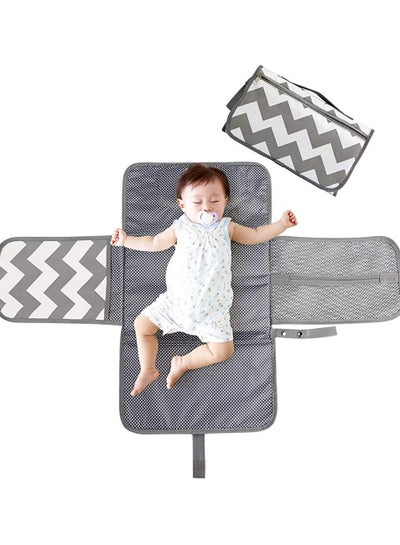Buy Baby Changing Mat, Waterproof Changing Pad with Head Cushion & Organizer Pockets, Diaper Changing Station, Foldable Baby Massage Mat for Home Travel Outside (Grey) in UAE