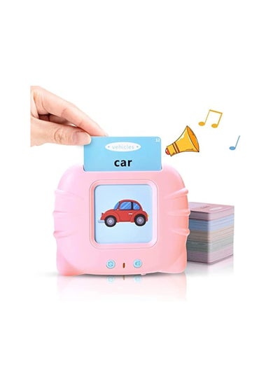 اشتري COOLBABY Bilingual Talking Flash Cards Learning Toys Arabic and English Letters Speech Therapy Word Game Toy Early Education Teaching 112 Pcs Cards 224 Words Machine, Pink… في الامارات