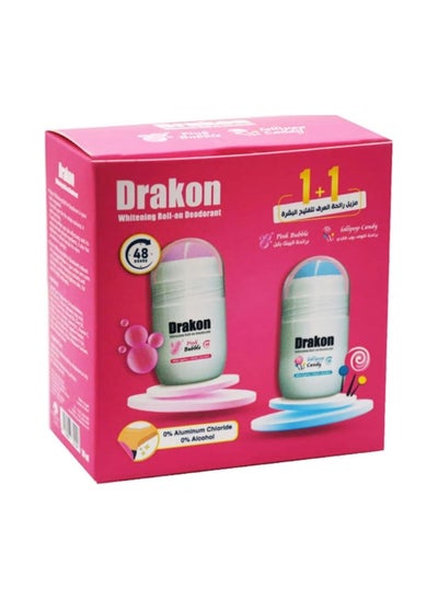 Buy Drakon Whitening Roll-on Deodorant candy and bubble 50ML 1+1 in Egypt