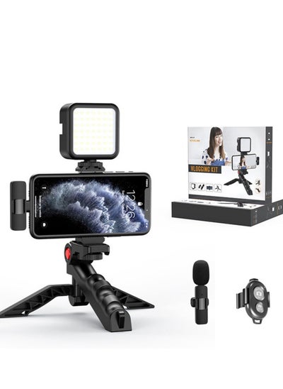 Buy Smartphone Vlogging Kit w/ Tripod Fill Light Microphone Phone Clip for iPhone & Remote in UAE