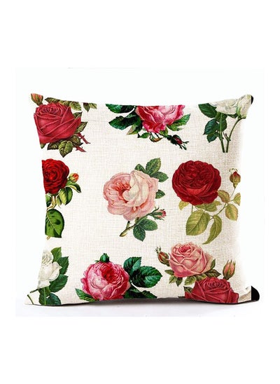 Buy Rose Pattern Square Cushion Cover Multicolour 45x45cm in Saudi Arabia