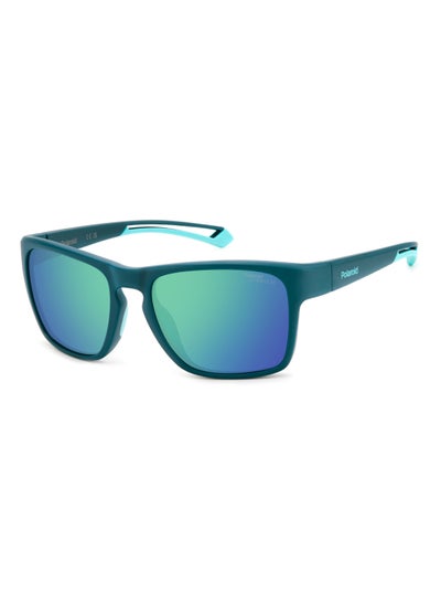 Buy Men's Polarized Rectangular Shape  Sunglasses PLD 7052/S GREEN 45 - Lens Size: 45.1 Mm - Matt Teal in UAE