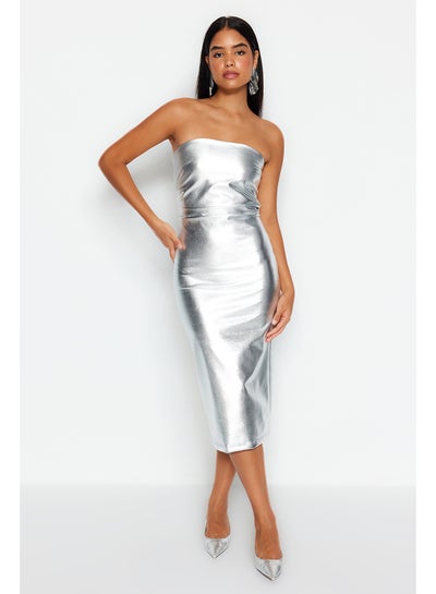 اشتري Gray Fitted Metallic Woven Dress TWOAW24EL00906 في مصر