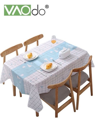 Buy Waterproof Tablecloth Anti-scalding Waterproof and Oil-proof for Rectangle Table Wrinkle Free Stain Resistant PVC Table Cover For Home Kitchen Dinning Tabletop 137 x 180Cm Ice Cream in UAE