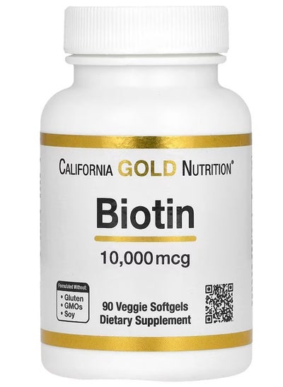 اشتري California Gold Nutrition Biotin 10,000 mcg For Promote Healthy Hair, Nails and Skin 90 Veggie Softgels (USA) في السعودية