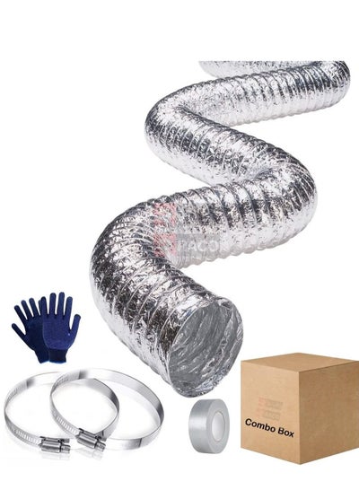 Buy RACO Aluminum Duct Flexible Hose Dryer Vent Hose for Air Ducting with Gloves Tape and 2 Clamps 4 inch in UAE