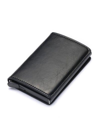 Buy RFID Protection Leather Cover Ultra-Thin Aluminum Case Premium Credit Card Holder Automatic Pop UP Wallet in UAE