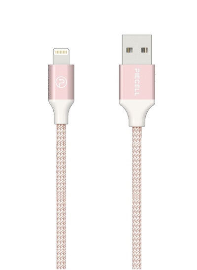 Buy Apple certified iPhone charging cable, fabric, 180 cm, pink in Saudi Arabia